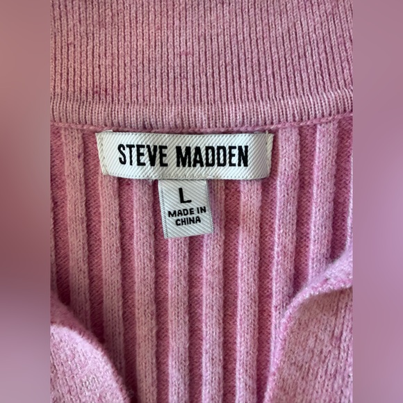 Steve Madden Ribbed Pink Midi Sleeveless Sweater Dress Large - Picture 12 of 13